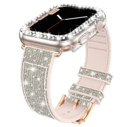 Case+silicone Leather Strap For Apple watch band 41mm 45mm 40mm 44mm 38mm 42mm 44 Bling bracelet iWatch serie 3 4 5 6 se 7 strap