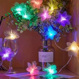Christmas Fairy String Lights Battery Powered LED Fiber Optic Flower Garland for Xmas Tree Home Wedding Party Holiday Decoration