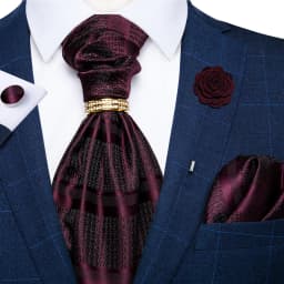 Fashion Ascot Tie for Men Solid Pink Cravat Necktie Ring Brooch Set for Wedding Party Man Suit Accessories Male Scarf Gift
