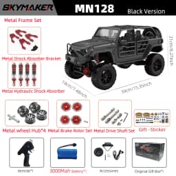 MN128 1/12 RC Car 4WD Jeep Model 2.4G Remote Control LED Light 4X4 Off Road 4WD Climbing RC Truck Electric Toy Car Gift for Boy