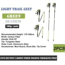 Naturehike Climbing Poles Lightweight 5-Section Carbon Fiber Folding Trekking Pole Hiking Walking Stick Light Trail 5-EXT Cane