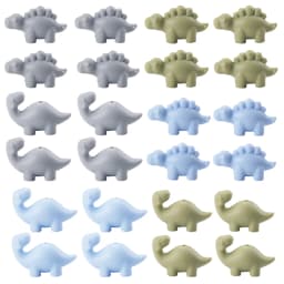 LOFCA 24Pcs Mini Dinosaur silicone bead BPA-Free jewelry Making DIY Keychain bracelet Necklace Jewelry accessories
