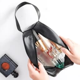 1pc Pu Transparent Three Piece Makeup And Toiletries Bag, Large Capacity Pvc Semi Transparent Frosted Portable Storage Bag