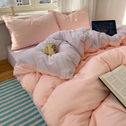 Cotton Bedding Set 4pcs with Solid Bed Sheet Duvet Cover Pillowcases Single Couple Bedsheet King Queen Double Twin Size