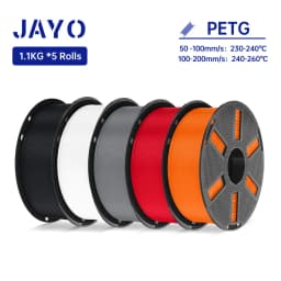 JAYO 3D PETG/PLA/PLA+ Filament 1.75mm +/-0.02mm PLA Filament 5 Rolls For Bambu FDM 3D Printer Neatly Wound 3D Printing Material