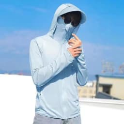 New Trendy Men's Ice Silk Sun Protection Jacket - Ultra-Thin Hooded Windbreaker with Loose Fit and Sporty Look for Men UPF 50+