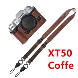Litchi Skin PU Leather Half Case for Fujifilm Fuji XT50 XS10 XS20 XT30 XT30II XT20 XT10 XT5 XM5 Battery Opening Cover With Strap