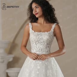 BEPEITHY Customized Beach Lace Wedding Dresses 2025 For Women Backless A Line Court Train Sexy Sleeveless Bride Boho Bridal Gown