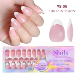 150pcs Multi-size False Nail Press On Acrylic Nails Almond French Wearing Armor Removable Convenient 6 Colors Fake Nail