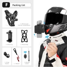 Vamson Motorcycle Accessories for Gopro Helmet Mount for Gopro Hero 11 10 9 for Smart Phone for Insta360 one X3 Moto Accessories