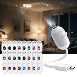 2 in 1 Galaxy Projector Night Light HD Starry Sky Projector Lamp USB Mini Star Lights Car Home Atmosphere Decor with Multi Films