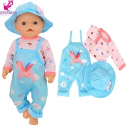 Doll Clothes 43 Cm Baby New Born Doll Hooded Rompers for 18 Inch Americanog Girl Doll Casual Wear