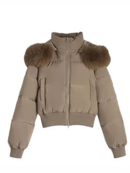 Lady Navy Blue Cropped Hooded Puffer Jacket With Faux Fur Collar Zip‑up Loose Short Cotton Padded Coat Winter Warm Outerwear