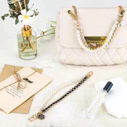 Pearl Bag Extender Chain Wallet Double Chain, Metal Purse Extender Strap PU Leather Handle Replacement for Handbags Purse