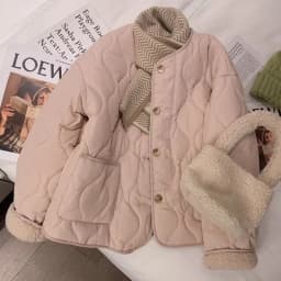 2026 Korean Sle Winter New Arrival Pink Lamb Velvet Cotton Coat Women's Thiened Round Neck Cotton Coat Loose Fit Long Sleeve