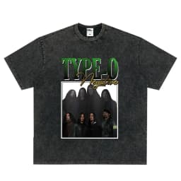 Rock Band Type O Negative The Green Man Vintage Washed T Shirt Gothic Metal Short Sleeve T-shirt Men's Vintage Hip Hop T Shirts
