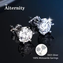 100% Real Sterling Silver S925 Moissanite Earrings Stud With 2 Certificate D VVS1 Pass Diamond Testing Pen For Women Men Jewelry