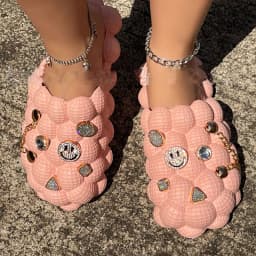 2025 Summer New Bubble Slippers Women Toe-covered Massage Sandals Creative Peanut Shoes Herringbone Slippers Beach Flip Flops