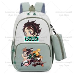 2pcs Demon Slayers Backpack Pencil Case for Boy Girl Kamado Tanjirou Teenager BookBags Rucksack Travel Backpack Mochila Escolar