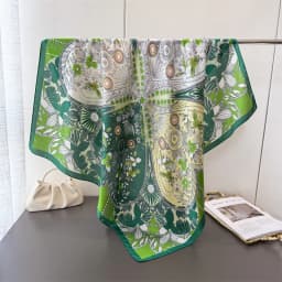 New cartoon emulated silk printed silk scarf shawl neck protection scarf decorative luxury women's scarf