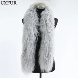 Luxurious 130cm Mongolian Lamb Fur Scarf Elegant Winter Accessory with Soft Touch