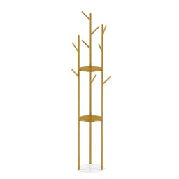 Metal Gold Coat Rack Stand with Marble Shelf Hall Tree Organizer Hanger for Entryway Decorative Storage