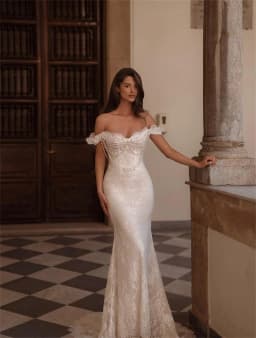 Kyoto Customized White Pearl Off the Shoulder Lace Wedding Dress Detachable Train vestidos de noiva Zip Back Formal Evening 2025