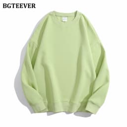 BGTEEVER Casual O-neck Loose Women Pullovers Spring Autumn Long Sleeve Basic Cotton Sweatshirts for Women