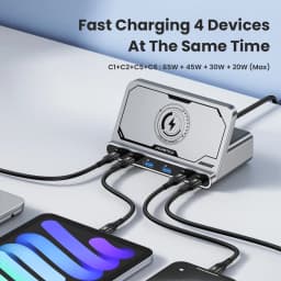ASOMETECH 160W USB Charging Station 7 in 1 Wireless Charger 65W 45W PPS PD Type C Fast Charge For Macbook iPad iPhone 16 Samsung