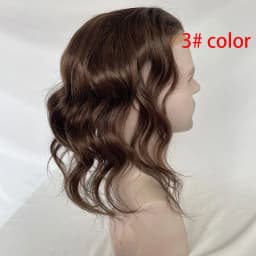 Hair Curly Replacement System For Men 12INCH Long Toupee Fine Mono Lace Men Hairpiece 8x10 Loose Wave Toupee For Men Dark Brown