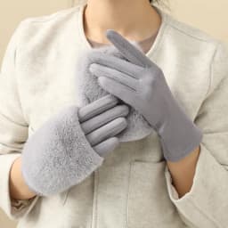 Women's autumn and winter rabbit fur gloves plus velvet thickened windproof and warm riding cold-proof touch screen suede gloves