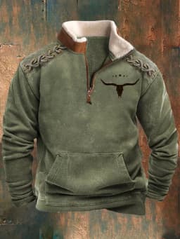 Spring Autumn New Men Wool Collar Half-zipper Hoodies Sweatshirts Print Casual European American Trend Jacket Long-sleeved Tops