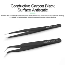 RELIFE RL-ESD-11/15 Anti-Static Precision Tweezers Set Stainless Steel ESD Tweezers Electronic Repair Soldering Iron Tool