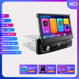 1 Din 7" Carplay Android 12 Car Radio For Universal Head Unit Retractable Screen Multimedia Video Player GPS Navi USB RDS
