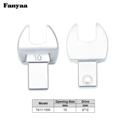 Fanyaa Square Drive 9x12 Open End Wrench Interchangeable Torque Head, Individual Crowfoot Wrench Full Polish 7-19mm