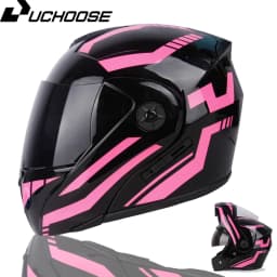 Uchoose Unisex Motorcycle Helmet DOT Certification Double Lens Cross Section Helmet Safety Modular Flip Helm Helmet With Visor