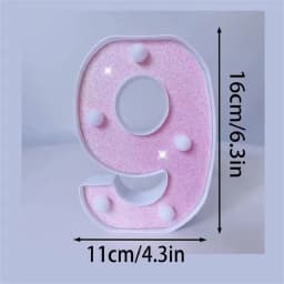 1PC 16cm Pink Glitter LED Letter&Number Lights Battery Powered Decorative Lights For Wedding,Proposal,Birthday,Party,Photo Props