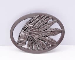Men Punk Biker Heavy Quality Cool Black Indian Head Skull Dress Belt Buckle DIy Leathercraft Buckle Fits 40mm Strap
