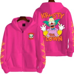 The Simpsons Krusty the Clown Men's Anime Zipper Hoodie Outdoor New Women's Sportswear Autumn/Winter Fashion Couple Cartoon Top