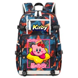 Kirby Cartoon Print Student Backpack Large Capacity Travel School Bag for Kids Teens