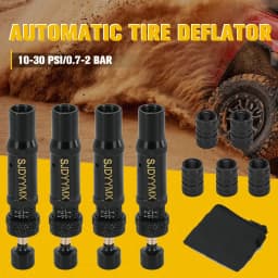 Auto-Stop Tire Deflator Valve Kit (10-30 PSI) 4 PCS Screw-on Tyre Air Down Tool Vehicles Motorcycle Offroad 4x4 Tire Tools Set