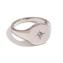 E.B.belle Aspect North Star Seal Ring Silver Color Waterproof 316L Stainless Steel Jewelry 18K Gold Plated Accessories