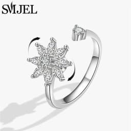 New Sunflower Anxiety Ring Fidget Spinner Rings for Women Cute Butterfly Hummingbird Charms Finger Ring Anti Stress Rotate Gifts