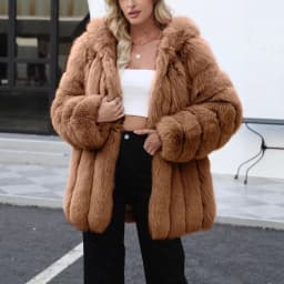Faux Fox Fur Coat Women Solid Fur Jacket Long Sleeve Turn Down Collar Open Stitch Thick Warm Fur Loose Casual 2026 Autumn Winter