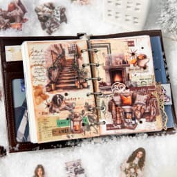 Journal GO 30pcs Warm Moments Sticker Pack PET Diorama Journal Material Winter Girl Collage Decor Themed Creative Stationery