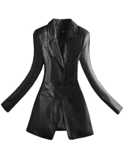 Lautaro Spring Elegant Black Light Soft Faux Leather Blazer Long Sleeve Slim Fit Luxury Women Blazers and Jackets Fashion 2021