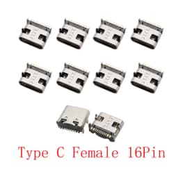 10Pcs USB Connector Type C Female Charging Port Jack 2/6/16 Pin Type-C Socket PCB Soldering SMD SMT DIY Repair Type C Adapter