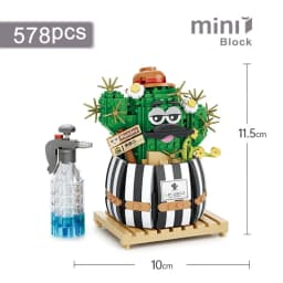 Mini Watering Can Potted Building Blocks Flower DIY Plant Bonsai Bouquet 3D Model Home Decoration Children's Assembled Toy Gift
