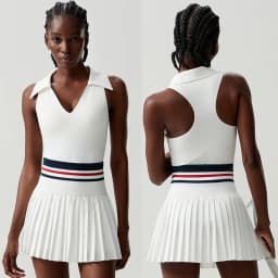 Women Two Pieces Yoga Set Solid Color Gym Top Tennis Skirt Sports Suit Breathable Quick Dry Short Sportswear Workout Clothes