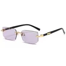 Rimless Rectangle Sunglasses for Men Women UV400 Polarized Metal Frame Small Square Fashion Shades Summer Travel Driving